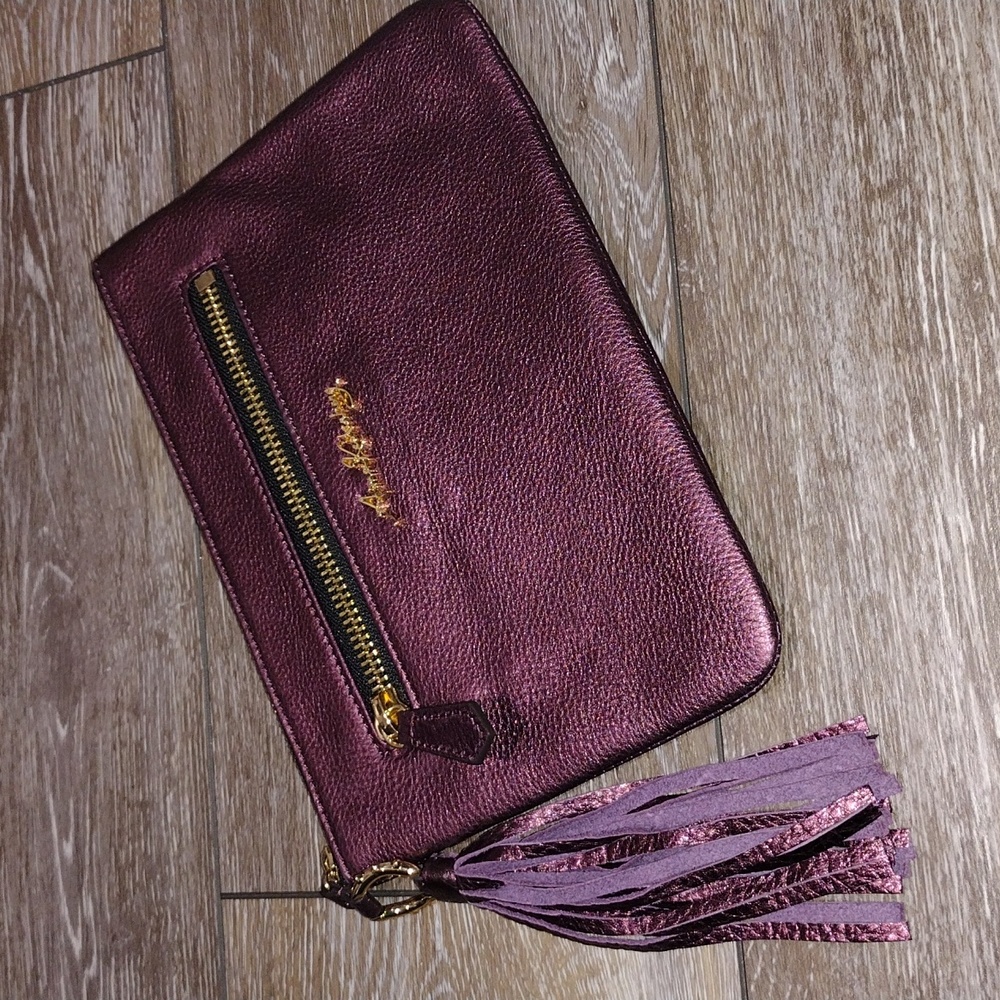 Aimee Kestenberg metallic purple leather clutch. NWOT